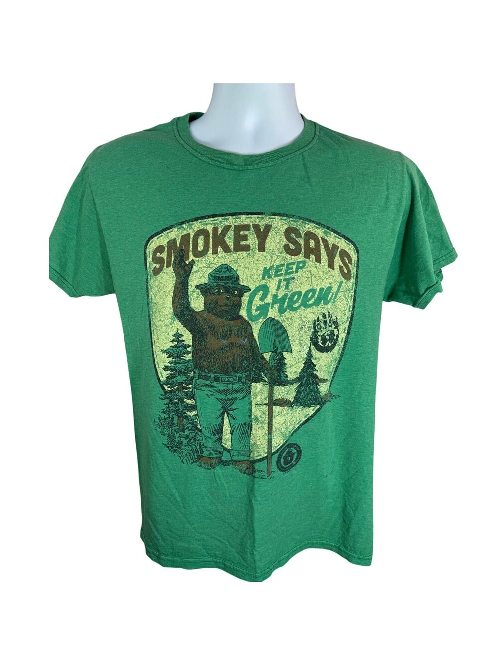 Vintage 1994 Smokey The Bear Green Graphic Shirt Mens Size Small Dated